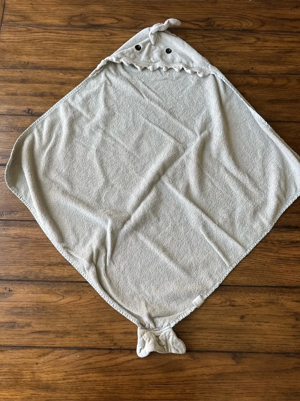 Carter's Light Gray Hooded Baby Towel with Knot and Eye Detail
